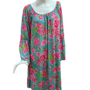 Simply Southern Floral Rose Knee Length Flaired Sleeve Dress Women's XXL
